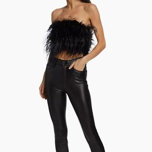 LAMARQUE Zaina Feather Bustier Top | Small | Black